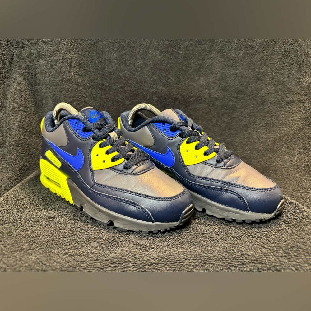 Nike Air Max 90 LTR GS Dark Grey/Hyper Royal/Volt 833412-031 Sz 6y/7.5w